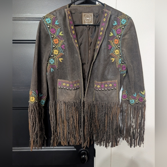 Double D Ranch Jackets & Blazers - Double D Ranch Leather Fringe Embroidered Jacket